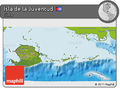 Satellite 3D Map of Isla De La Juventud, physical outside