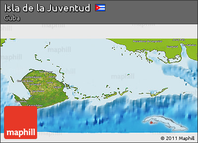 Satellite 3D Map of Isla De La Juventud, physical outside