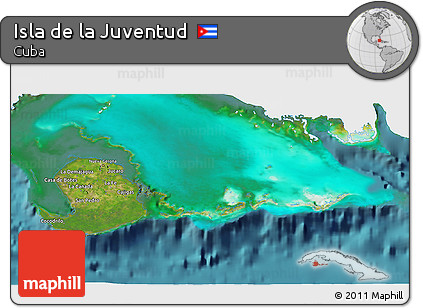 Satellite 3D Map of Isla De La Juventud, single color outside