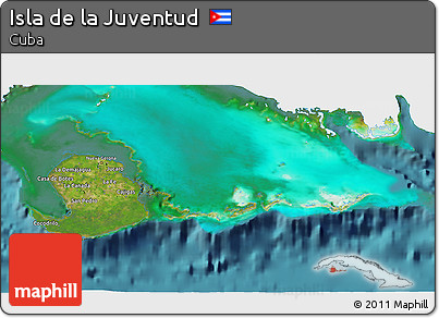 Satellite 3D Map of Isla De La Juventud, single color outside
