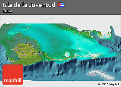 Satellite 3D Map of Isla De La Juventud, single color outside