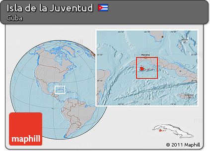 Gray Location Map of Isla De La Juventud, hill shading