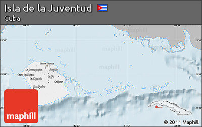 Gray Map of Isla De La Juventud, single color outside