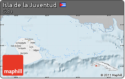 Gray Map of Isla De La Juventud, single color outside