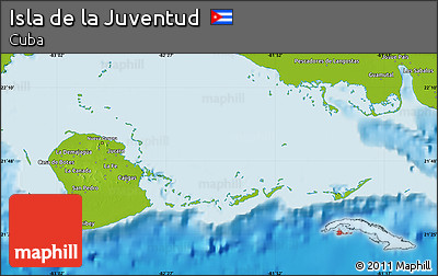 Physical Map of Isla De La Juventud