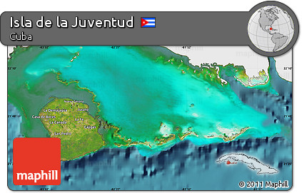 Satellite Map of Isla De La Juventud, single color outside