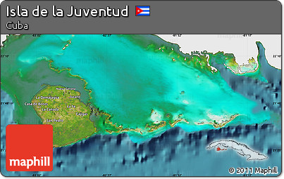 Satellite Map of Isla De La Juventud, single color outside