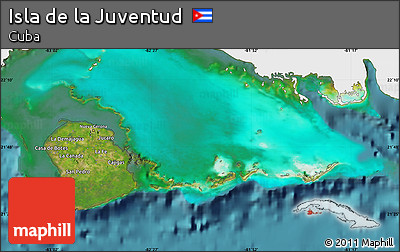 Satellite Map of Isla De La Juventud, single color outside