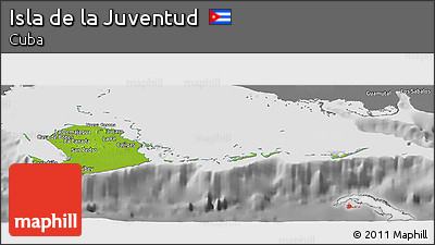 Physical Panoramic Map of Isla De La Juventud, desaturated