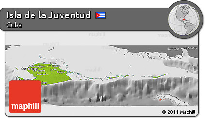 Physical Panoramic Map of Isla De La Juventud, desaturated
