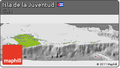 Physical Panoramic Map of Isla De La Juventud, desaturated
