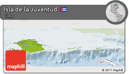 Physical Panoramic Map of Isla De La Juventud, lighten