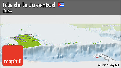 Physical Panoramic Map of Isla De La Juventud, lighten