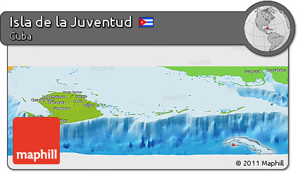 Physical Panoramic Map of Isla De La Juventud, political outside