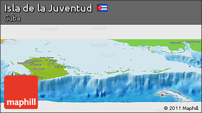 Physical Panoramic Map of Isla De La Juventud, political outside
