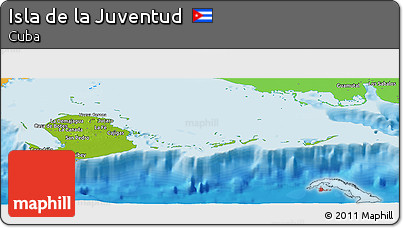 Physical Panoramic Map of Isla De La Juventud, political outside