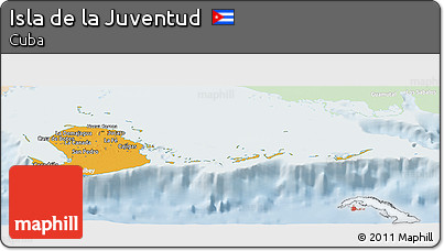 Political Panoramic Map of Isla De La Juventud, lighten