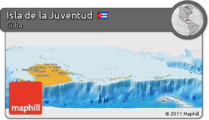 Political Panoramic Map of Isla De La Juventud, single color outside