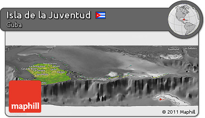Satellite Panoramic Map of Isla De La Juventud, desaturated