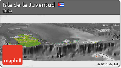 Satellite Panoramic Map of Isla De La Juventud, desaturated