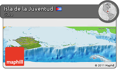 Satellite Panoramic Map of Isla De La Juventud, political outside