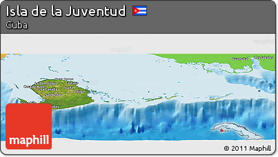Satellite Panoramic Map of Isla De La Juventud, political outside