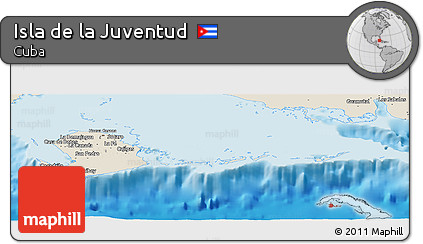 Shaded Relief Panoramic Map of Isla De La Juventud