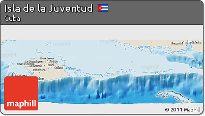 Shaded Relief Panoramic Map of Isla De La Juventud