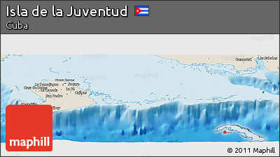 Shaded Relief Panoramic Map of Isla De La Juventud
