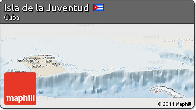 Shaded Relief Panoramic Map of Isla De La Juventud, lighten