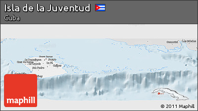 Silver Style Panoramic Map of Isla De La Juventud