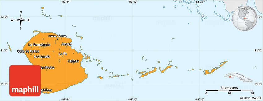 Political Simple Map of Isla De La Juventud, single color outside