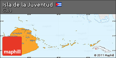 Political Simple Map of Isla De La Juventud, single color outside