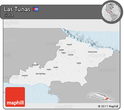 Gray 3D Map of Las Tunas, single color outside