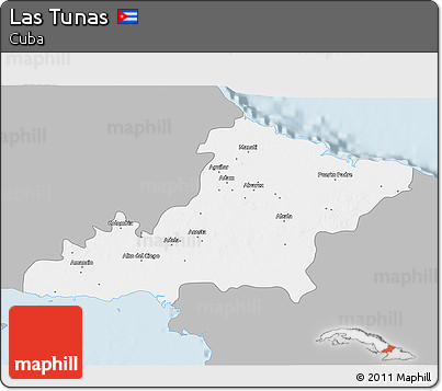 Gray 3D Map of Las Tunas, single color outside