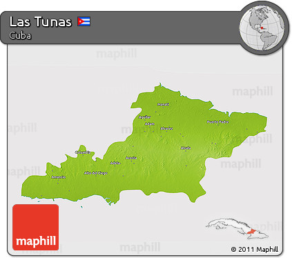 Physical 3D Map of Las Tunas, cropped outside