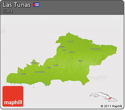 Physical 3D Map of Las Tunas, cropped outside