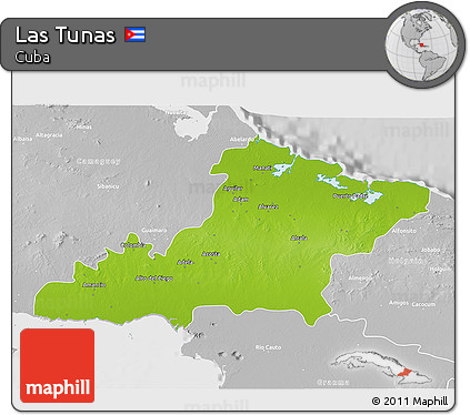 Physical 3D Map of Las Tunas, lighten, desaturated