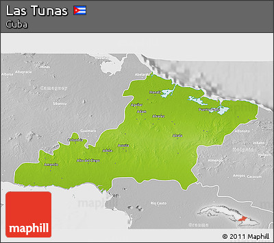 Physical 3D Map of Las Tunas, lighten, desaturated