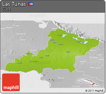 Physical 3D Map of Las Tunas, lighten, desaturated