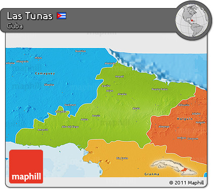 Physical 3D Map of Las Tunas, political outside