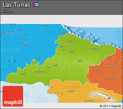 Physical 3D Map of Las Tunas, political outside
