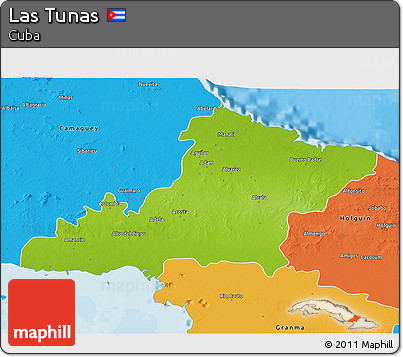 Physical 3D Map of Las Tunas, political outside