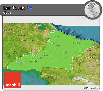 Political 3D Map of Las Tunas, satellite outside