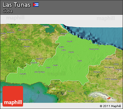 Political 3D Map of Las Tunas, satellite outside