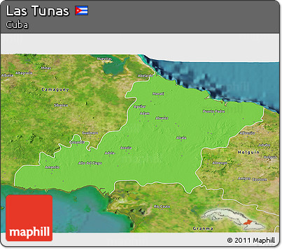 Political 3D Map of Las Tunas, satellite outside