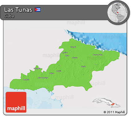 Political 3D Map of Las Tunas, single color outside