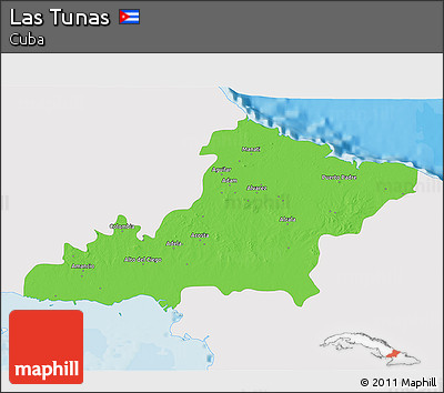 Political 3D Map of Las Tunas, single color outside