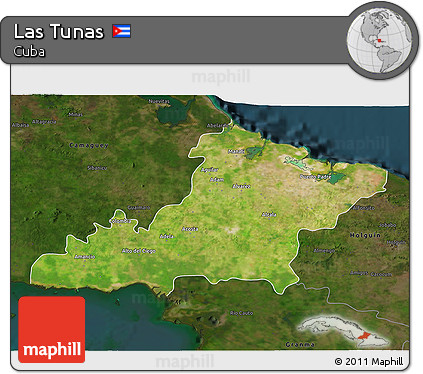 Satellite 3D Map of Las Tunas, darken