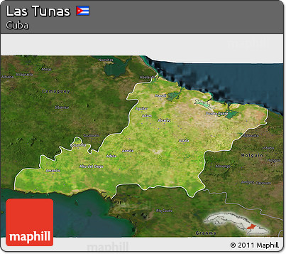 Satellite 3D Map of Las Tunas, darken